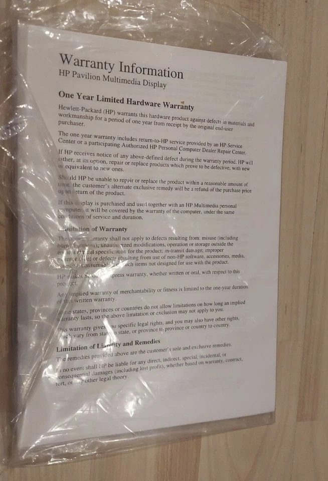 Hewlett Packard HP S40 CRT monitor User's Guide Owner Manual - Image 2 of 2