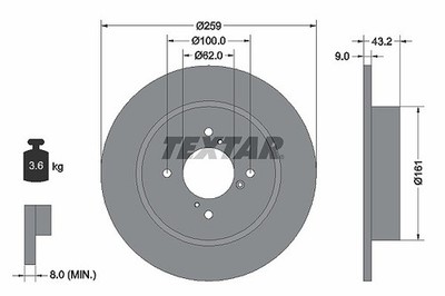 2x TEXTAR Bremsscheibe Hinterachse für SUZUKI