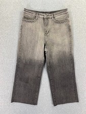 Judy Blue Wide Leg Crop Jeans Women 11/30 30x23 Black Gray Hem High Waist Denim