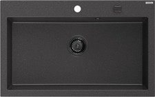 Mexen Elix Granitspüle 80x50 cm, Schwarz, Siphon Automatik, Rechteckig