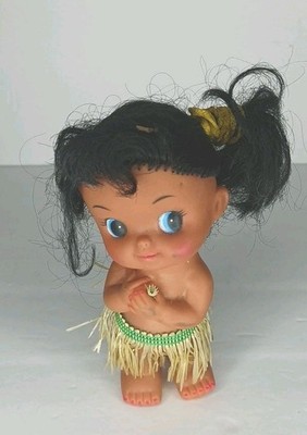 Vintage Hong Kong Rubber Hula Doll With Grass Skirt