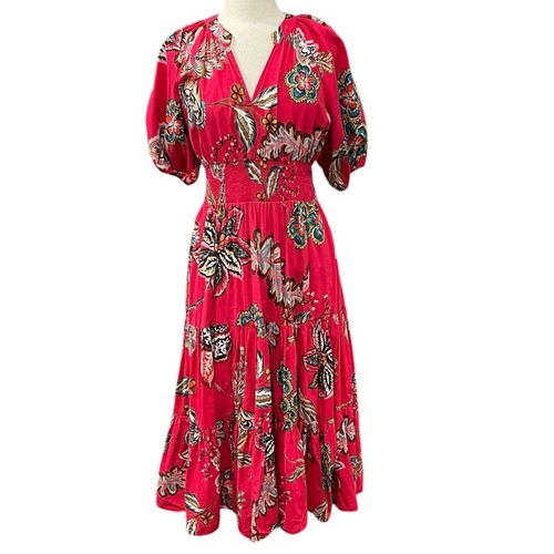 Anthropologie Somerset Print Midikleid GR. 12 rot - Bild 2 von 8