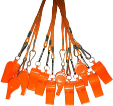 20 Pcs Plastic Loud Whistles with Lanyard for Referee Coaches Basketball Footbal