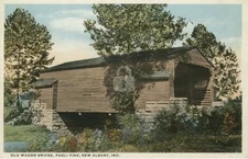 Old Wagon Bridge, Paoli Pike, New Albany IN Indiana Vintage Color Postcard COPY