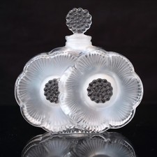 Lalique Crystal Perfume Bottle Two Flowers with Stopper