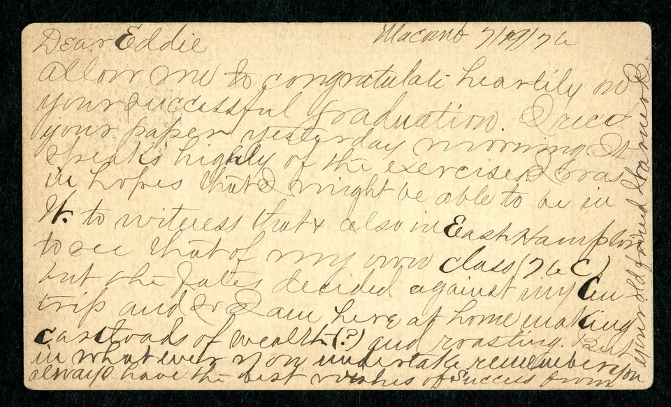 1876 US POSTAL CARD-UX1 USED, LARGE WATERMARK, MACOMB ILL FANCY CANCEL - Image 3 of 4