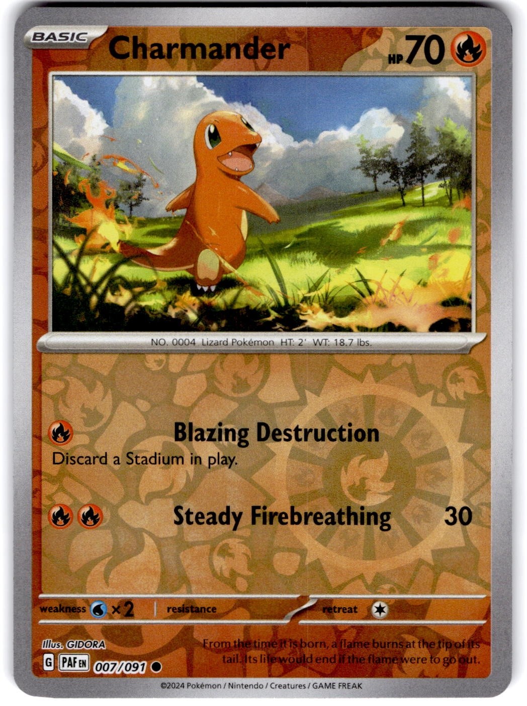 Pokemon Charmander Paldean Fates 7/91 Reverse Holo Near Mint English