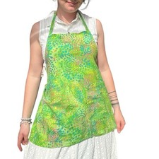 Neon green crafting or cooking apron that ties in the back single pocket