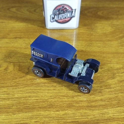 Vintage Hot Wheels Redline Paddy Wagon Blue Gold Letters USA 1970 Police Vehicle