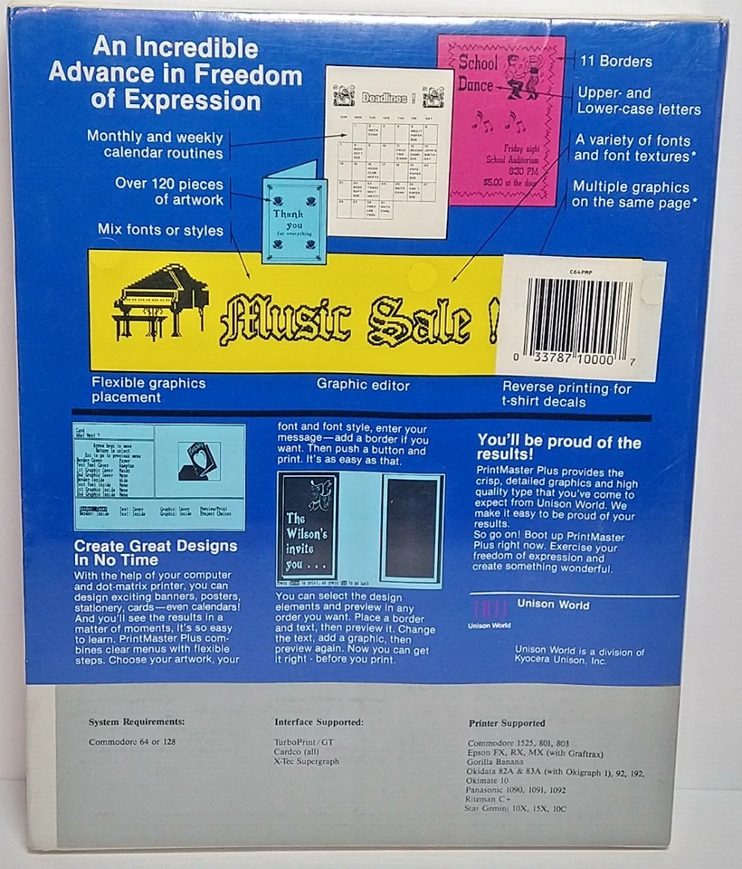 New NOS Printmaster Plus For Commodore 64 64c 128 128D SX64 Minty Big Box L@@K - Image 2 of 4