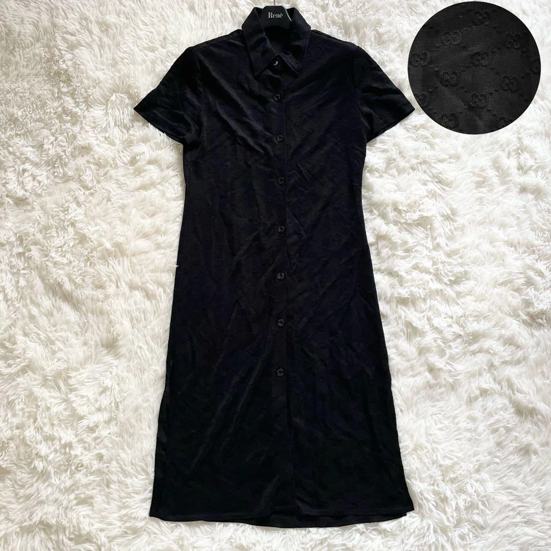 Robe chemise Gucci stretch noire m6_0404