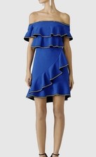 Rebecca Vallance Billie Ruffle Dress Off Shoulder blue Mini Dress AU 10 US 6