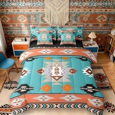 Western Size Bed Sheets and Comforter Set Southwestern Full Teal Orange