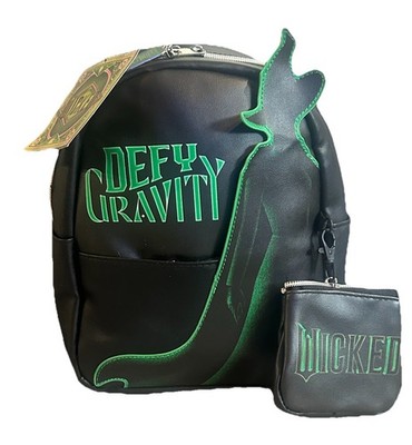WICKED Defy Gravity Mini Backpack Purse with Coin Purse Faux Leather Black Green