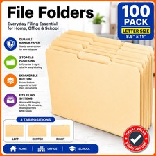 Share File Folders 100 Pack Letter Size Manil...