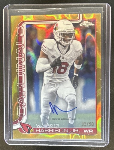 2025 Topps Chrome Marvin Harrison Jr. Auto Gold Lava Refractor #/50 Cardinals