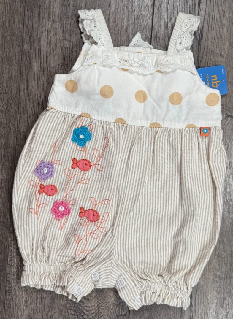 Baby Girl Clothes New Vintage Carter's Newborn Cream Fish Romper Outfit