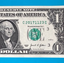 2017 November 23 (C 20171123 C) BIRTHDAY Serial Number $1 One Dollar Bill *UNC*
