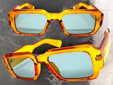 Classic Vintage Retro Hardcore Biker Style SUNGLASSES Thick Square Orange Frame