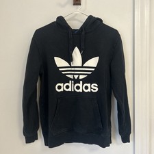 Adidas Trefoil Logo Hoodie pullover Heavy Cotton Adult Small Black