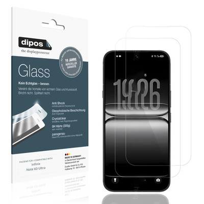 2x Schutzfolie für Infinix Note 60 Ultra - Anti-Shock 9H Folie dipos Glass