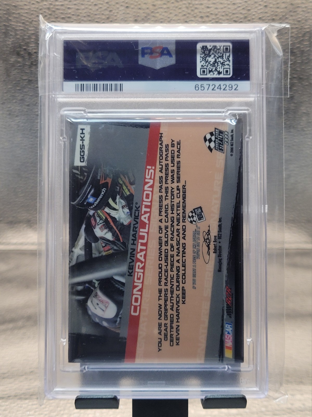 PSA Graded Kevin Harvick 2006 Press Pass Stealth Gear Grippers Autograph /29 view 2