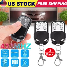 2-Pack 433MHz Universal Cloning Remote Control Key Fob Electric Gate Garage Door