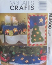 McCalls Crafts 4688 Lighted Christmas Tree Skirt Mantel Scarf Wall Decor Pattern