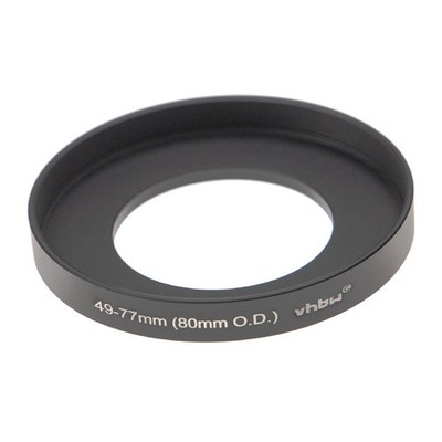 Step Up Ring Adapter 49mm auf 77mm für Matte Boxen 80 mm O.D. matt-schwarz