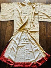 Vintage Wasai Japanese Kimono Silk Hand-Stitched Pinwheel Print Robe Long Japan