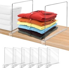 12-Inch Extra Tall Clear Shelf Dividers, 6-Pack for Elegant Closet Organization