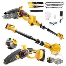 Cordless Pole Saw 3-in-1 with 6&8 Inch Mini Chainsaw, Battery Powered Electric