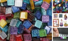 Mixed Color Mosaic Glass Tiles Shine Crystal Glass Pieces Bulk Panchromatic