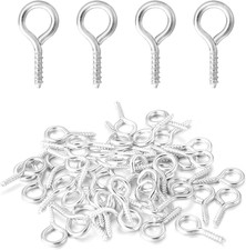 200 Pcs Metal Screw Eye Pins Hooks 0.55inch/7X14mm Heavy Duty Screw Eye Pins for