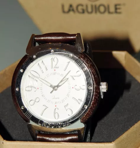 PRL LAGUIOLE ROUND WATCH MONTRE OROLOGIO RELOGIO LEGNO WOOD BOXED SCATOLATO