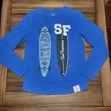 H M  L.O.G.G. LS Blue Unisex Tee "San Francisco Skater" - Size 14Y 