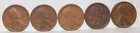 Wheat Cent circulated / readable dates 1913P (5) (5 coins total)