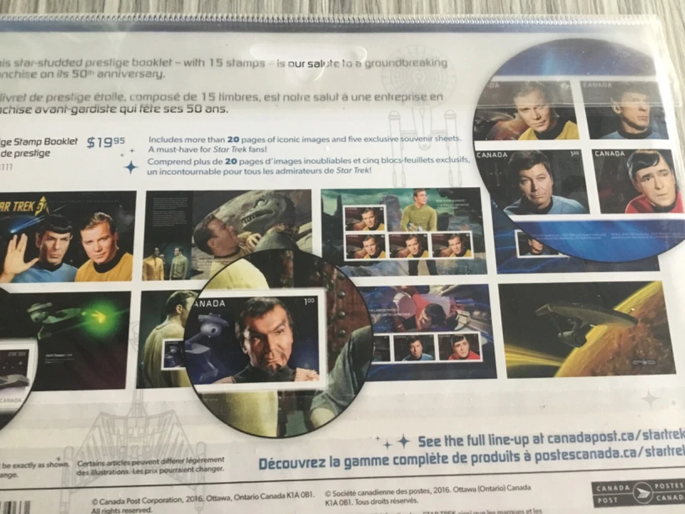Folleto de estampillas de prestigio de Canadá de Star Trek 50 aniversario 2016 como nuevo Foto 3 de 4