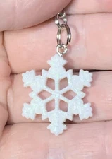 Glittery Snowflake Christmas Charm Zipper Pull & Keychain Add On Clip!!