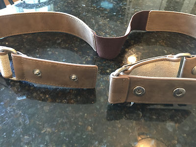 Chicos Belt Tan Beige Leather w/ Elastic & Double Snap  display picture 1