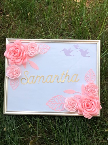 Nursery Decor Girls / Pink Flowers / Canvas Personalized Girl / Girl Decor - Picture 9 of 9