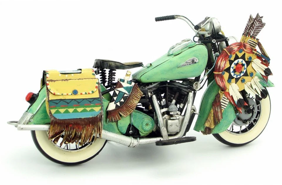 Indian Vintage Harley Motorcycle Metal Diecast Desk Moto Model Toy Collectibles - Image 3 of 4
