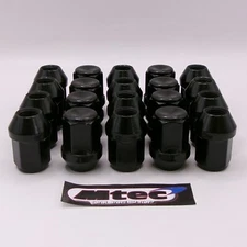 20x Black Wheel Nuts M12x1.25mm Tapered Seat 19mm Hex