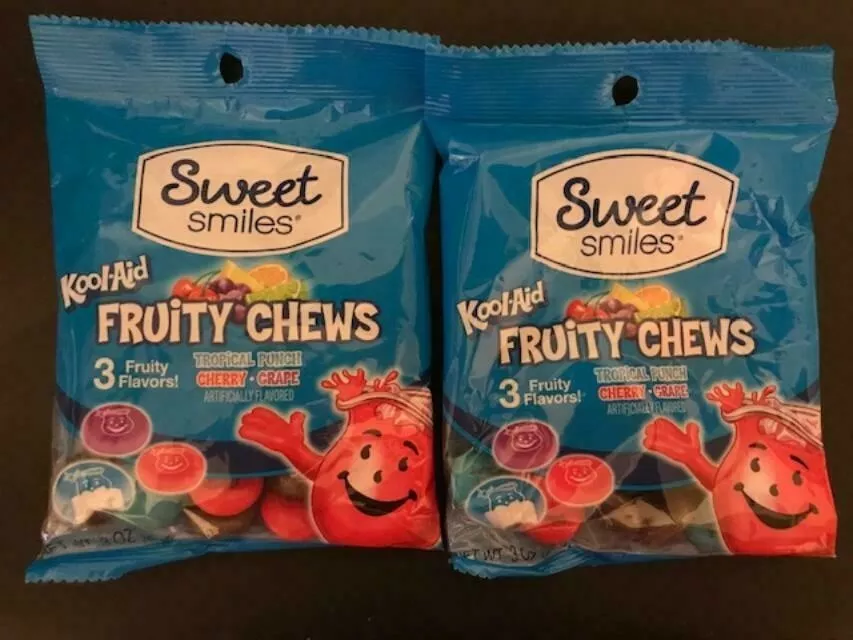 NEW**- Kool-Aid FRUITY CHEWS Fruit Chewy Candy/Candies- 2 BAGS- 3 FLAVORS