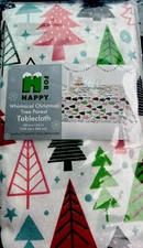 Tablecloth Whimsical Christmas Tree Forest 60" X 144"  Seats 12-14 NEW