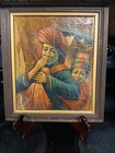 VINTAGE ART OIL PAINTING ON A TOBACCO LEAF THAILAND SIGNED  — photo 3