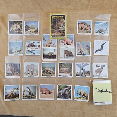 91 DINOSAUR PREHISTORIC ANIMALS Trading Card+Deck Rummy Game Lot