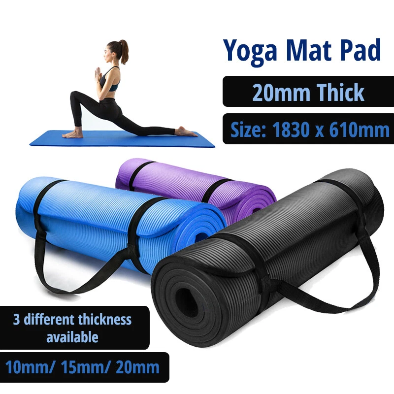 10/15/20MM Thick Yoga Mat Pad NBR Nonslip Exercise Fitness Pilate Gym  Durable AU