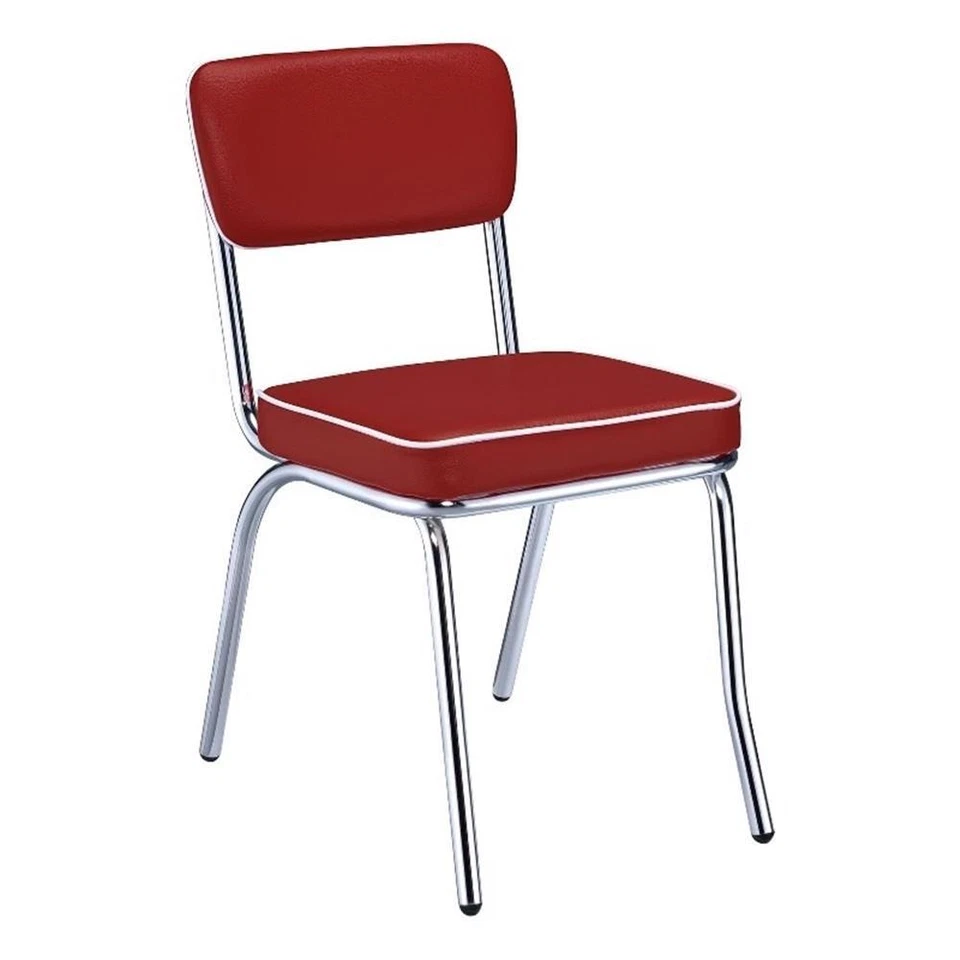 Coaster Retro Dining Side Chair in Red and Chrome (Set of 2) - Image 2 of 4