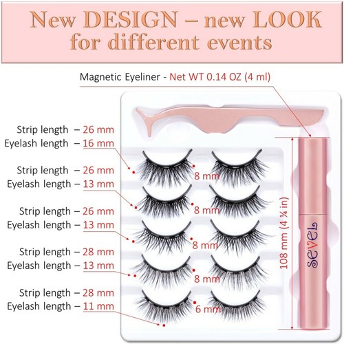 Magnetic Eyelashes and Waterproof Magnetic Liquid Eyeliner Set 5 Pairs. - Picture 3 of 10